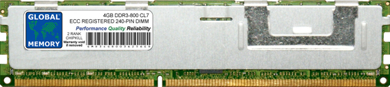 4GB DDR3 800MHz PC3-6400 240-PIN ECC REGISTERED DIMM (RDIMM) MEMORY RAM FOR SERVERS/WORKSTATIONS/MOTHERBOARDS (2 RANK CHIPKILL)